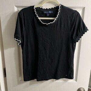tommy hilfiger Black Scallop Trim Top L